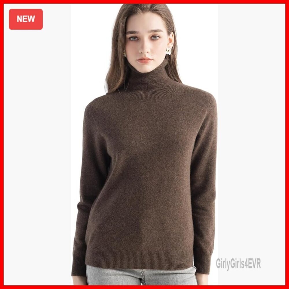 100% Cashmere Turtleneck Sweater Warm Soft Pullover Long Sleeve